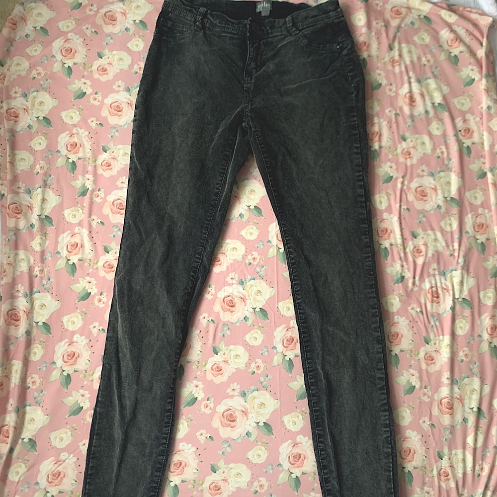 Dark Grey/Faded Black Corduroy Ankle Pants